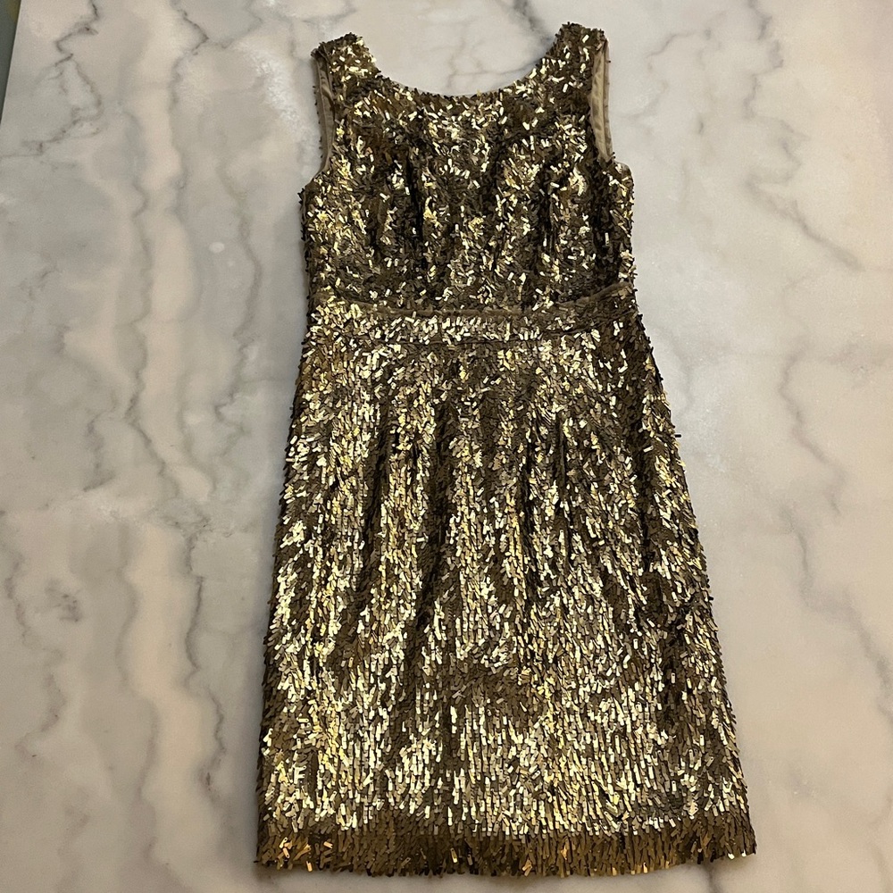 BCBGMaxAzria Gold Bronze Cocktail Prom Y2K Sequin Mini Dress